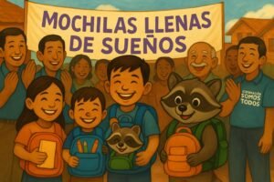Donación de útiles escolares a hijos de recicladores.